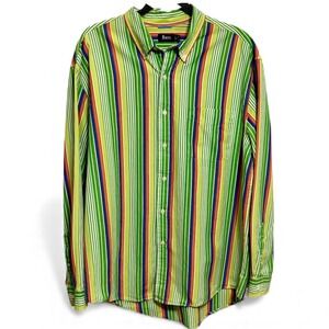 Vintage GH‎ Bass & Co. Men's Striped Button Down Shirt Long Sleeve Cotton Size L